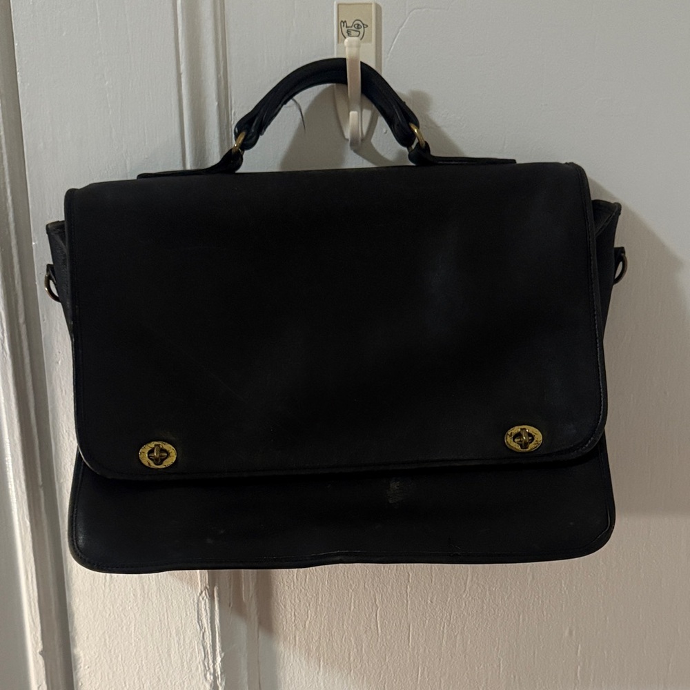 Robert Cheau Leathercraft — Vintage Black Leather Briefcase — Made in USA